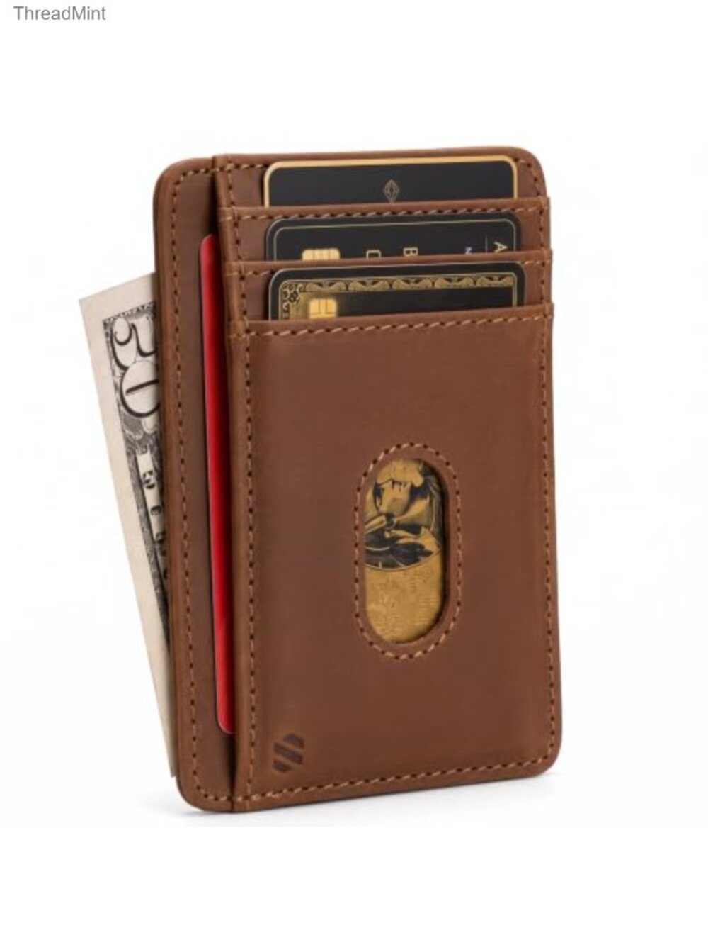 Slim Genuine Leather Wallet RFID Blocking Minimalist Front Pocket Card Holder